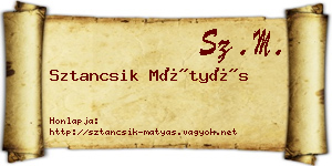 Sztancsik Mátyás névjegykártya